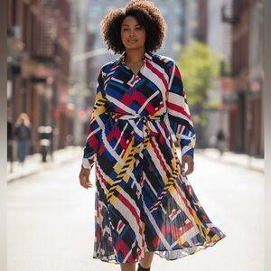 Multi- colored pleated dress